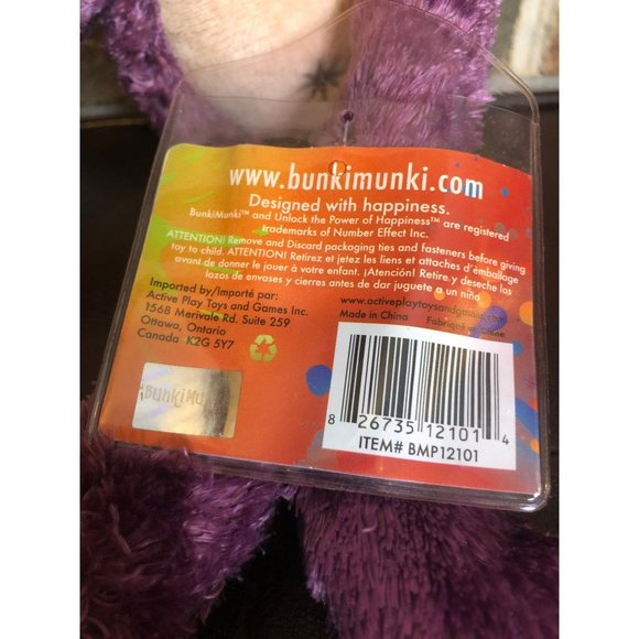 Bunki Munki Unlock the Power of Happiness Stuffed Monkey Purple Plush - Picture 5 of 7